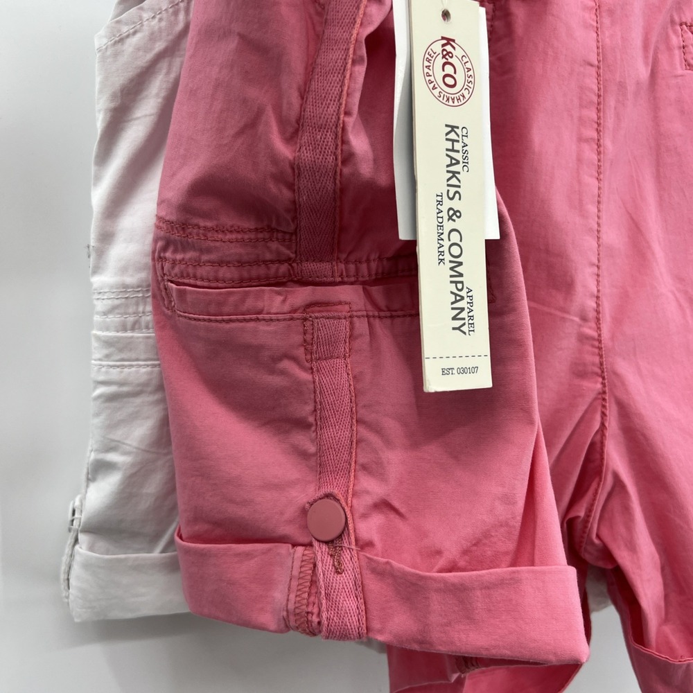 Khaki & Company Women's Stretch Poplin Convertible Casual Soft Shorts Lot 2 - Picture 4 of 9
